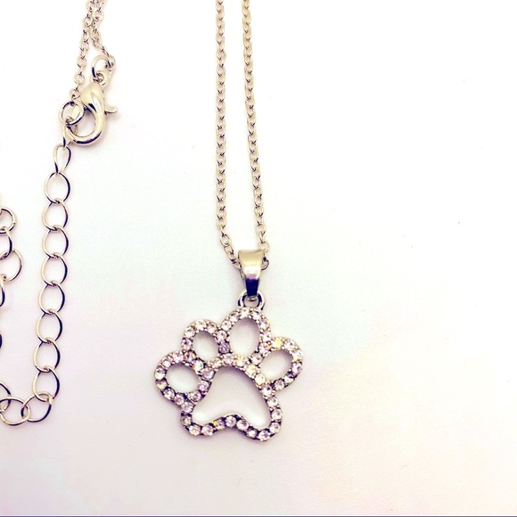 Necklace Paw Print in Rhinestones ! ADORABLE ! - Picture 6 of 15